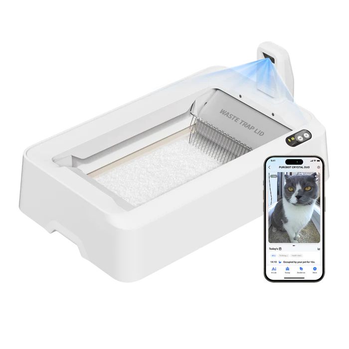 Purobot Crystal Duo Litière autonettoyante avec caméra IA
